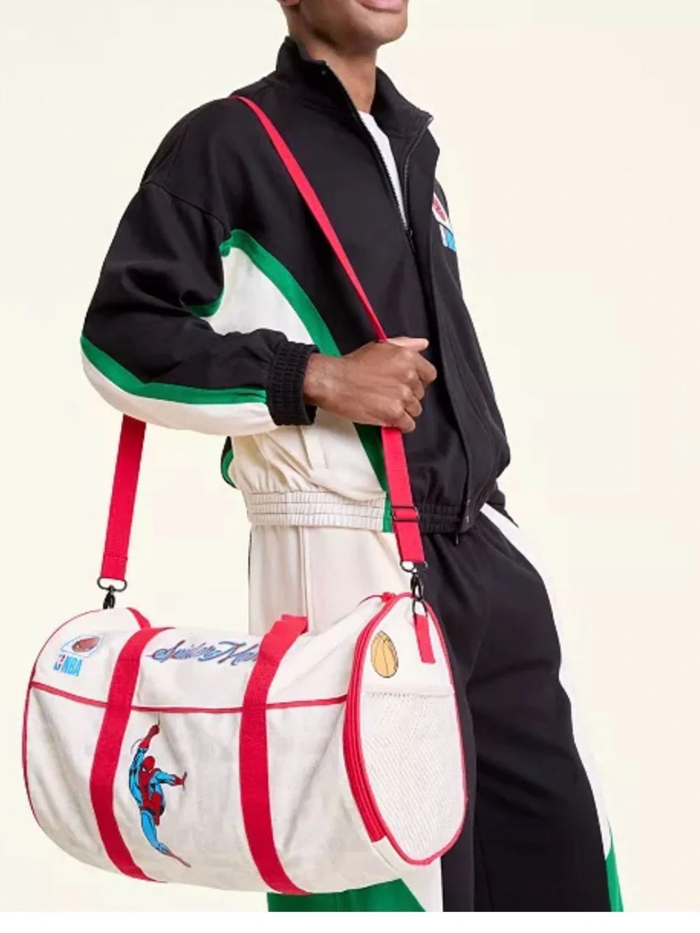 NBA Spider-Man Red and White Duffel Bag - Men